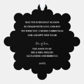 の写真結婚金ゴールドブラッククリスマス紙 オーナメントカード (裏面)