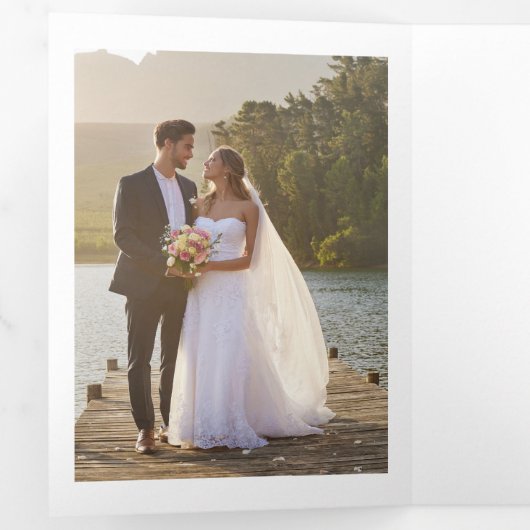 の写真結婚10写真の書道に感謝エレガントする 三つ折りカード (内部最初)