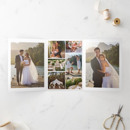 の写真結婚10写真の書道に感謝エレガントする 三つ折りカード (内部)