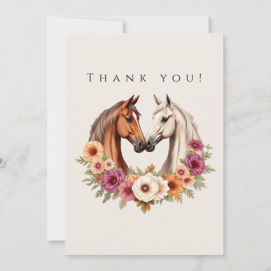 の写真結婚 – ありがとう – カントリー西部の馬 招待状 (裏面)