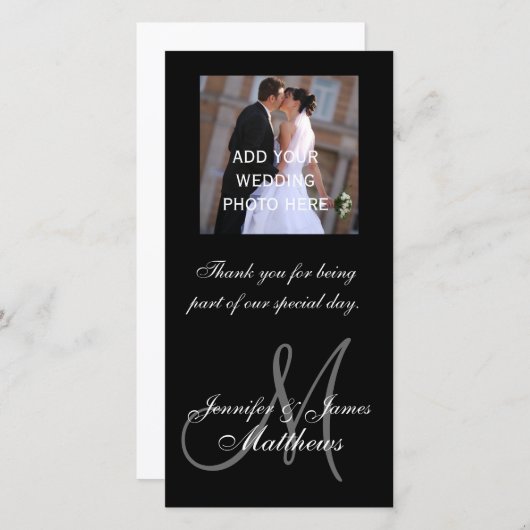 の写真結婚Monogramの名前に感謝 サンキューカード (正面/裏面)