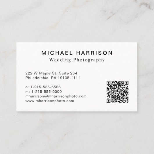 の写結婚真QRコードフォトプロフェッショナル 名刺 (裏面)