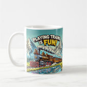 の列車遊はおもしろいヴィンテージ蒸気機関である コーヒーマグカップ (左)