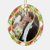 |の初めてのクリスマスの写真のオーナメントの結婚 セラミックオーナメント (左)