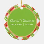 |の初めてのクリスマスの写真のオーナメントの結婚 セラミックオーナメント (裏面)