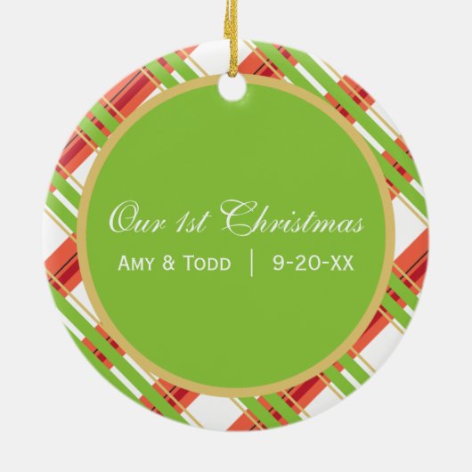 |の初めてのクリスマスの写真のオーナメントの結婚 セラミックオーナメント (裏面)