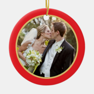 |の初めてのクリスマスの写真のオーナメントの結婚 セラミックオーナメント