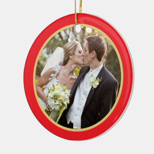 |の初めてのクリスマスの写真のオーナメントの結婚 セラミックオーナメント (左)