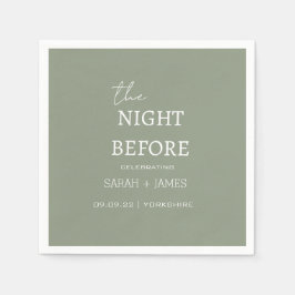 の前の夜のセージ・グリーン結婚ミニマル スタンダードカクテルナプキン