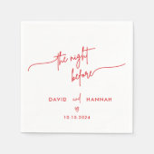 の前の夜の赤いリハーサル結婚ディナー スタンダードカクテルナプキン (正面)