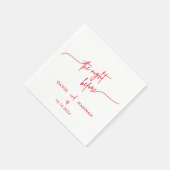 の前の夜の赤いリハーサル結婚ディナー スタンダードカクテルナプキン (角)