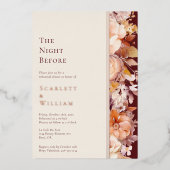 ~の前の秋のモダンブルゴーニュ結婚の夜を飾る 箔招待状 (正面)