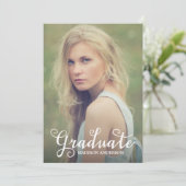 |の卒業のパーティの招待状に文字を入れる手 招待状 (スタンド正面)