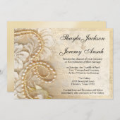 |の卵の殼を結婚するShaylaの真珠およびレース 招待状 (正面/裏面)