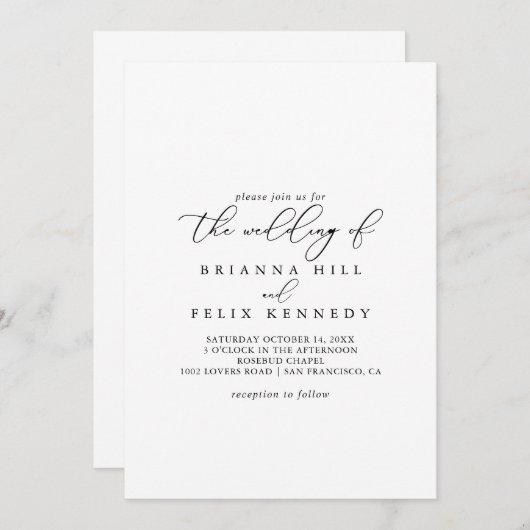 ～の古典的なシック・ミニ結婚マリスト 招待状 (正面/裏面)