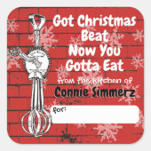 の台所から卵ベーキングのクリスマス スクエアシール (正面)