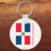 の名前を持つドミニカ共和国スペインの国旗 キーホルダー (正面)
