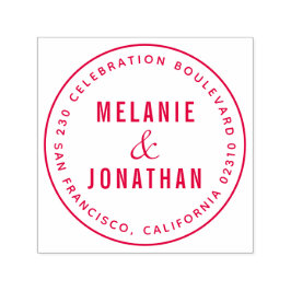 の名前結婚は独自のラウンド差出人住所を作成 セルフインキングスタンプ