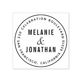 の名前結婚は独自のラウンド差出人住所を作成 ラバースタンプ