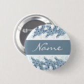 の名前結婚タグ – カスタマイズ可能な青い蘭 缶バッジ (正面&裏面)