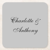 の名前結婚手書きクラシカルデザイン スクエアペーパーコースター (正面)