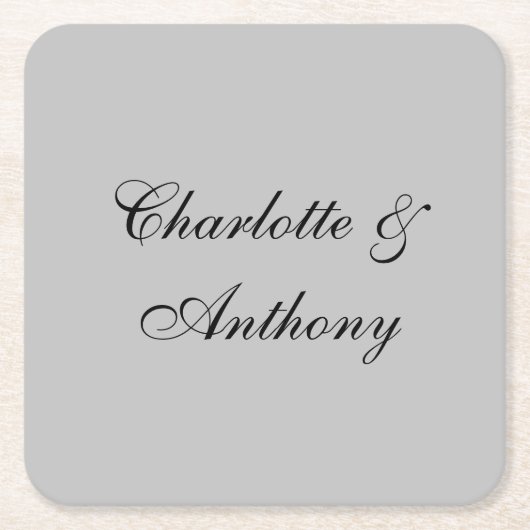 の名前結婚手書きクラシカルデザイン スクエアペーパーコースター (正面)