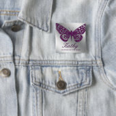 の名結婚前タグボタン輝く紫の蝶 缶バッジ (インサイチュ)