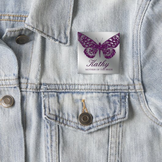 の名結婚前タグボタン輝く紫の蝶 缶バッジ (インサイチュ)