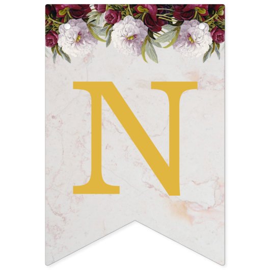 の名結婚前フローラブルゴーニュ牡丹ホワイトマーブル バンティングフラッグ (第3の旗)