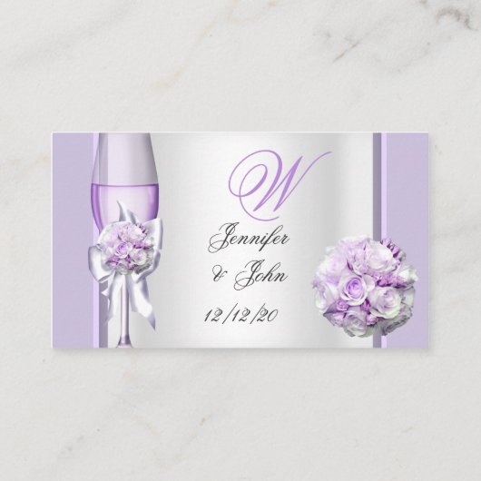 の名結婚前プレイスラベンダーパープル薄紫3 プレイスカード (裏面)