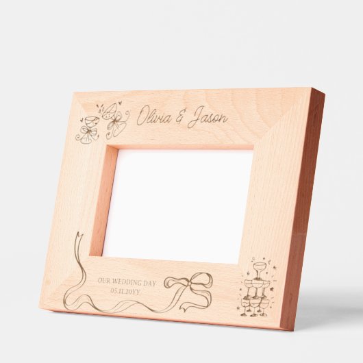の名結婚前ボウパーソナライズされたシャンパンタワー レーザー彫刻フレーム (左)