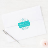 の名結婚前Aqua Damask Thank You Labels ラウンドシール (封筒)