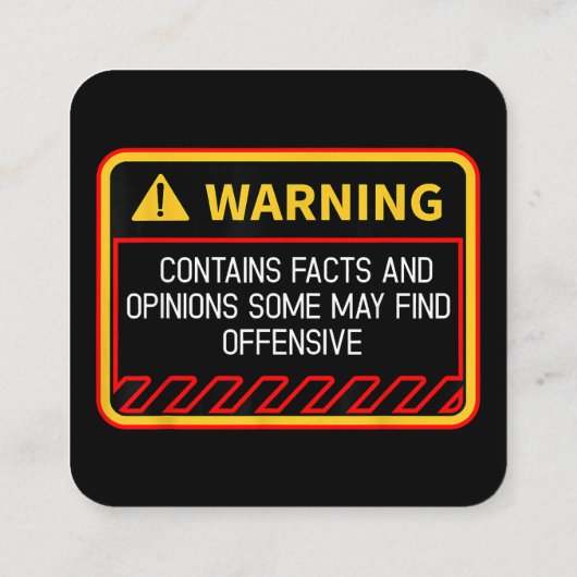 の含警告有する事実は不快なユーモアを見つけるかもしれない スクエア名刺 (裏面)