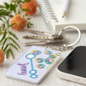 の吹虹のシャボン玉ウォンドパーソナライズされた キーホルダー (正面右)