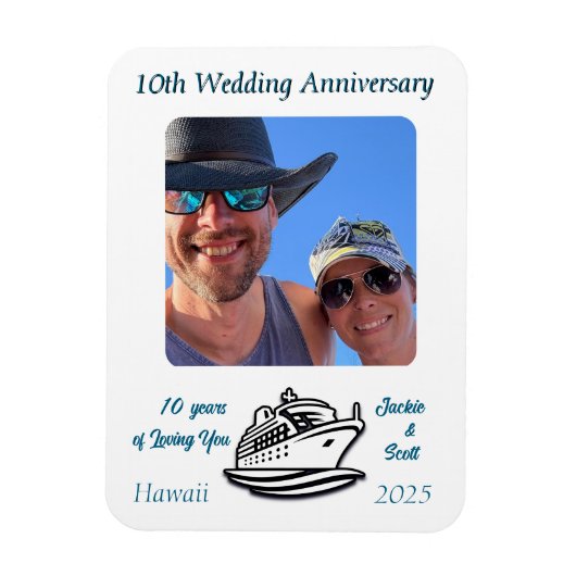の周年記念写真結婚クルーズのパーソナライズ マグネット (縦)