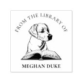 ~の図書館から | 本を持つ犬エレガント セルフインキングスタンプ (デザイン)