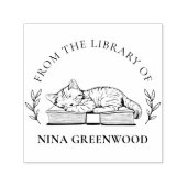 ～の図書館から | 猫オンブック&エレガント離れ数 セルフインキングスタンプ (デザイン)