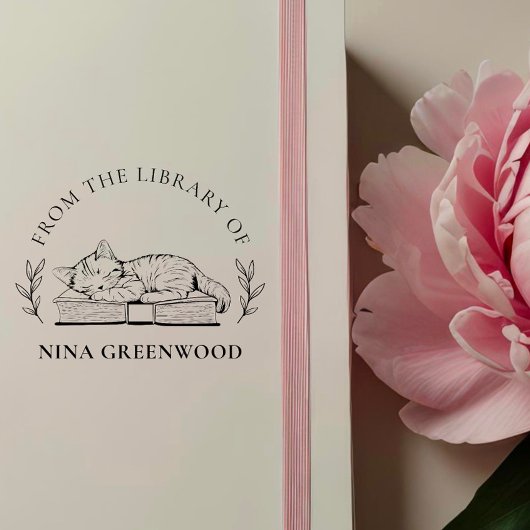 ～の図書館から | 猫オンブック&エレガント離れ数 ラバースタンプ