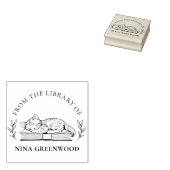 ～の図書館から | 猫オンブック&エレガント離れ数 ラバースタンプ (押印)