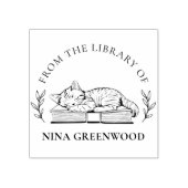 ～の図書館から | 猫オンブック&エレガント離れ数 ラバースタンプ (インプリント)