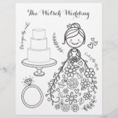 の図解入りの、写真付きの活結婚動カラーリングページ (正面)