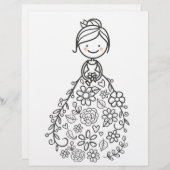 の図解入りの、写真付きの結婚花嫁カラーリングページ (正面/裏面)