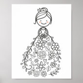 の図解入りの、写真付きの結婚花嫁カラーリングページ ポスター (正面)