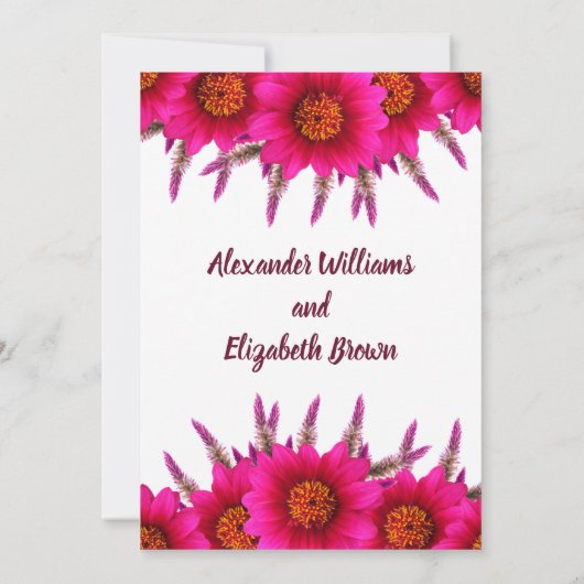 の国結婚シック紫色の花招待状 招待状 (裏面)