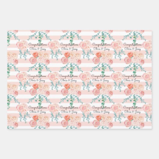 の国結婚バラ名を追加3ギフト ラッピングペーパーシート (正面3)