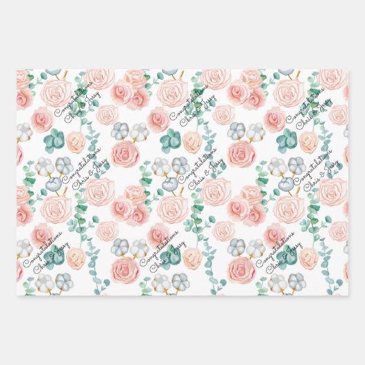 の国結婚バラ名を追加3ギフト ラッピングペーパーシート (正面)