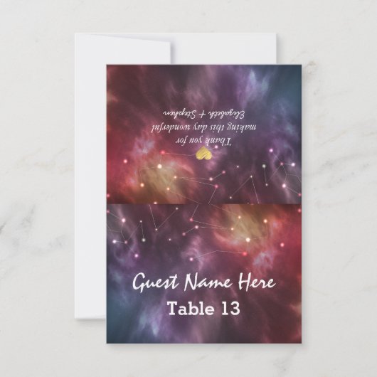 の場所エスコート結婚カードテーブル番号銀河系スター 招待状 (正面)