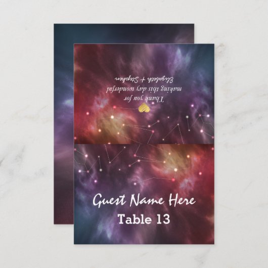 の場所エスコート結婚カードテーブル番号銀河系スター 招待状 (正面/裏面)