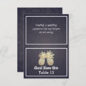 の場所エスコート結婚テーブル番号金ゴールドパイナップル サンキューカード (正面/裏面)