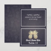 の場所エスコート結婚テーブル番号金ゴールドパイナップル サンキューカード (正面/裏面)